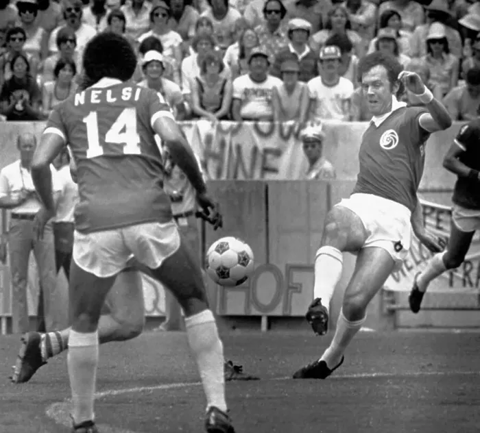 Framed Print : Franz Beckenbauer Passing Soccer Ball to Teammate Framed Print : Franz Beckenbauer Passing Soccer Ball to Teammate