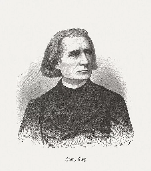 Franz Liszt (1811-1886), Hungarian composer, wood engraving, published in 1887