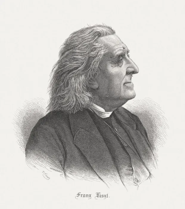 Framed Print : Franz Liszt (Hungarian composer, 1811-1886), steel engraving, published in 1887 Framed Print : Franz Liszt (Hungarian composer, 1811-1886), steel engraving, published in 1887