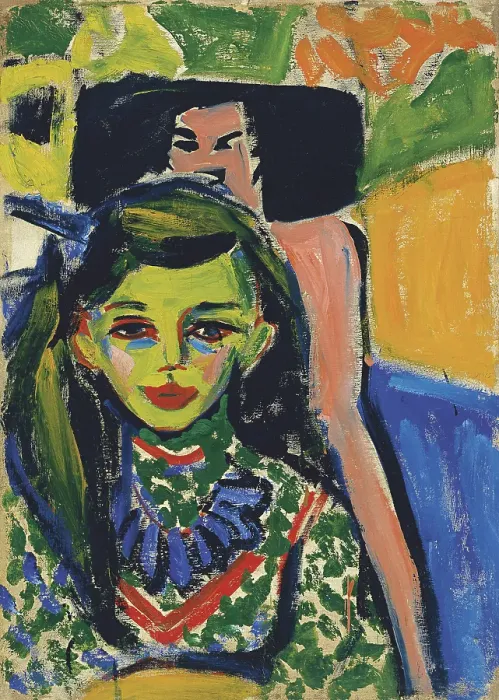 Framed Print : Fränzi in front of Carved Chair, 1910. Artist: Kirchner, Ernst Ludwig (1880-1938) Framed Print : Fränzi in front of Carved Chair, 1910. Artist: Kirchner, Ernst Ludwig (1880-1938)