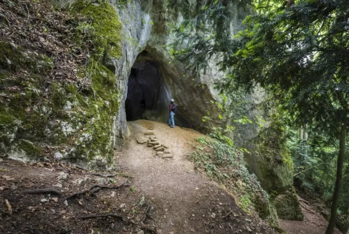 Framed Print : Frauenhohle cave, natural monument, Jurassic limestone, lower entrance on the Egloffstein culture trail, Mostviel, Egloffstein, Bavaria, Germany Framed Print : Frauenhohle cave, natural monument, Jurassic limestone, lower entrance on the Egloffstein culture trail, Mostviel, Egloffstein, Bavaria, Germany