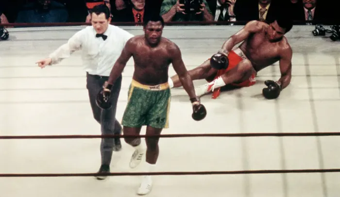 Framed Print : Frazier Sends Ali to the Canvas Framed Print : Frazier Sends Ali to the Canvas
