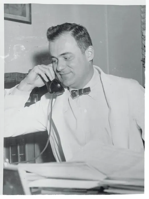 Framed Print : Fred C. Robbins on Telephone Framed Print : Fred C. Robbins on Telephone