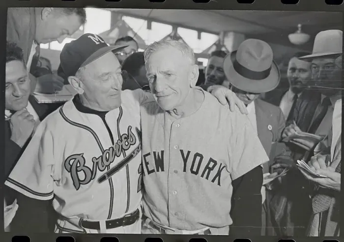 Framed Print : Fred Haney Congratulating Casey Stengel After World Series Framed Print : Fred Haney Congratulating Casey Stengel After World Series