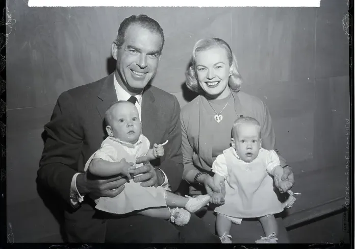 Framed Print : Fred Macmurray And Wife Holding Babies Framed Print : Fred Macmurray And Wife Holding Babies