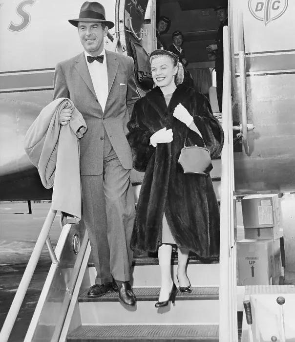 Framed Print : Fred MacMurray and Wife June Haver Leaving Airplane Framed Print : Fred MacMurray and Wife June Haver Leaving Airplane