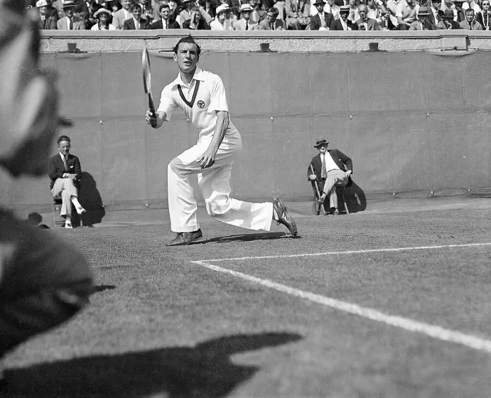 Framed Print : Fred Perry Playing Tennis Match Framed Print : Fred Perry Playing Tennis Match