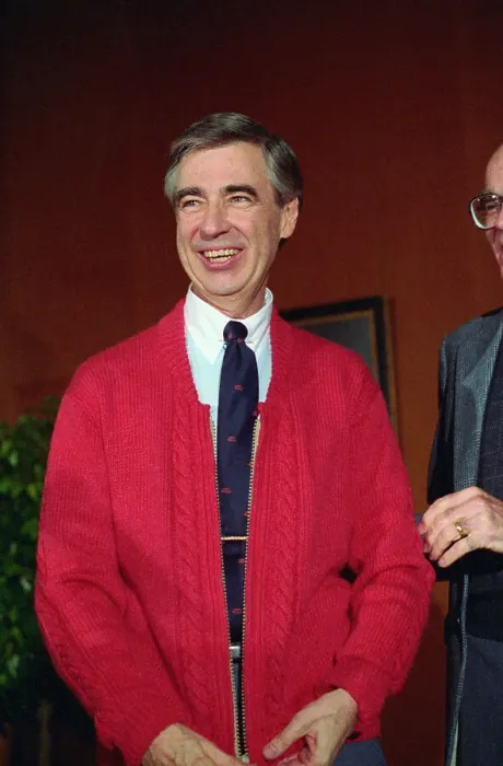Framed Print : Fred Rogers Donating His Red Sweater Framed Print : Fred Rogers Donating His Red Sweater