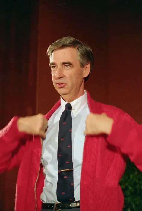 Framed Print : Fred Rogers Donating His Red Sweater Framed Print : Fred Rogers Donating His Red Sweater
