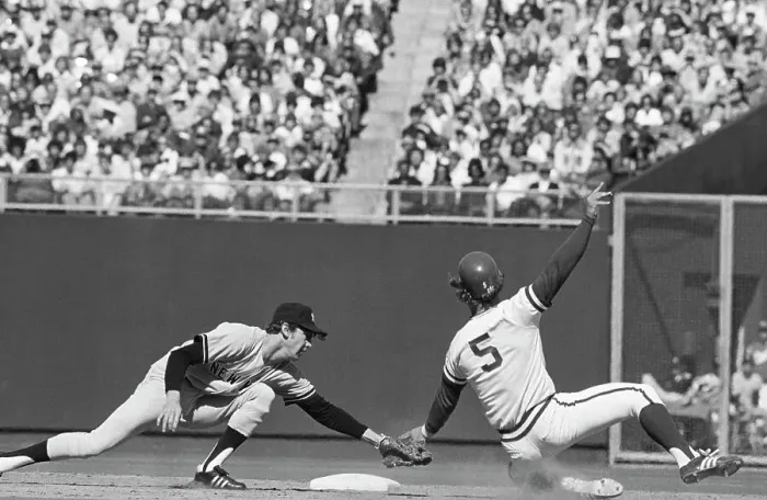 Framed Print : Fred Stanley Tagging Out George Brett Framed Print : Fred Stanley Tagging Out George Brett