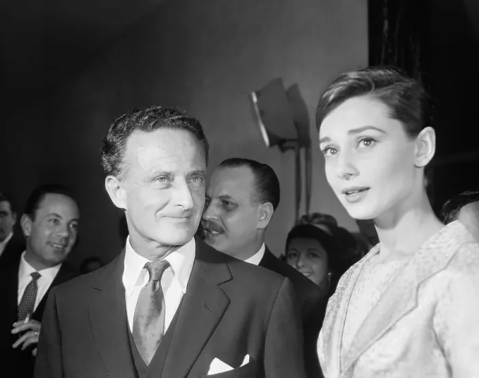 Framed Print : Fred Zinneman With Audrey Hepburn Framed Print : Fred Zinneman With Audrey Hepburn
