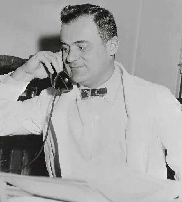 Framed Print : Frederick Robbins on Telephone Framed Print : Frederick Robbins on Telephone