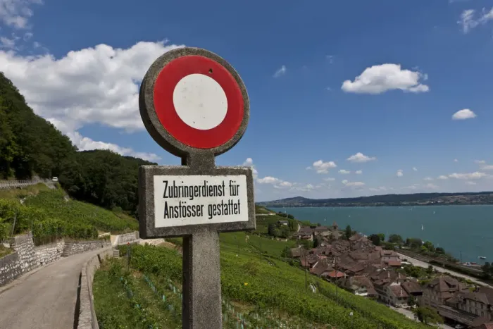Framed Print : Free for residents, Twann village, Lake Bieler See, Canton Bern, Switzerland, Europe Framed Print : Free for residents, Twann village, Lake Bieler See, Canton Bern, Switzerland, Europe