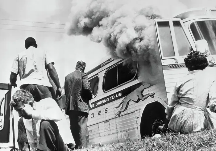 Framed Print : Freedom Riders Near Burning Bus Framed Print : Freedom Riders Near Burning Bus