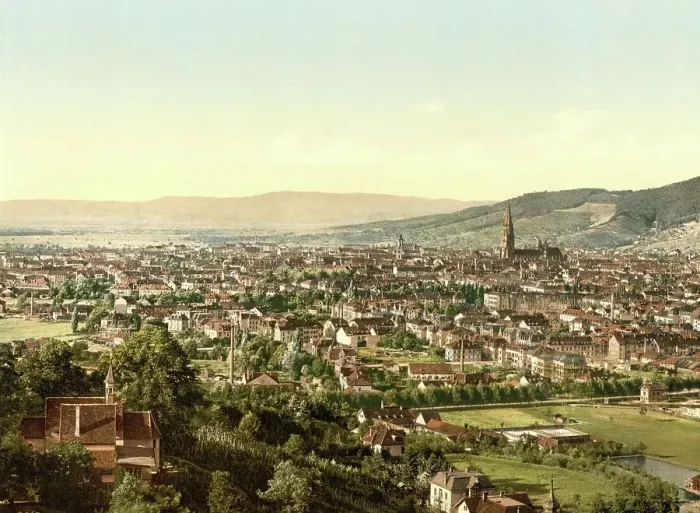 Framed Print : Freiburg im Breisgau, Baden-Wuerttemberg, c. 1890, Germany, Historical, digitally restored reproduction from a 19th century original