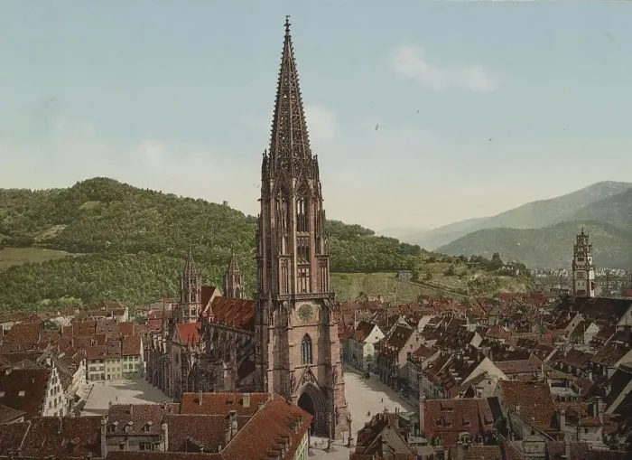 Framed Print : Freiburg im Breisgrau, the cathedral, Baden-Wuerttemberg, c. 1890, Germany, Historic, digitally restored reproduction from a 19th century original