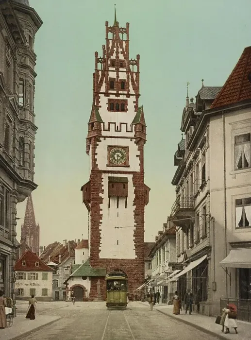 Framed Print : Freiburg im Breisgrau, the Schwabentor, Baden-Wuerttemberg, c. 1890, Germany, Historic, digitally restored reproduction from a 19th century original