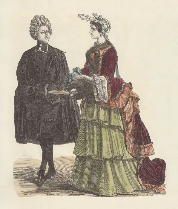 Framed Print : French Abbe and noble lady, early 18th century, published c. 1880 Framed Print : French Abbe and noble lady, early 18th century, published c. 1880