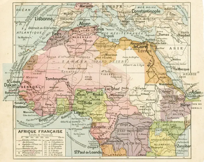 Framed Print : French Africa map 1887 Framed Print : French Africa map 1887