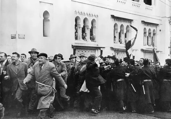 Framed Print : French-Algerians Struggle with Police Officers Framed Print : French-Algerians Struggle with Police Officers