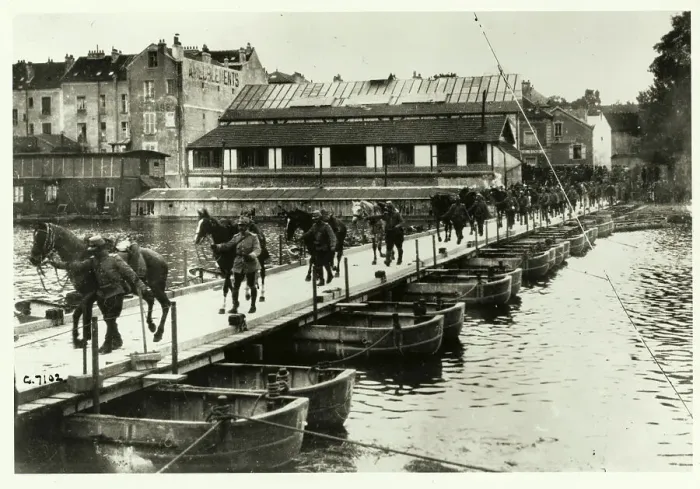 Framed Print : French Cavalry Crossing Bridge Framed Print : French Cavalry Crossing Bridge
