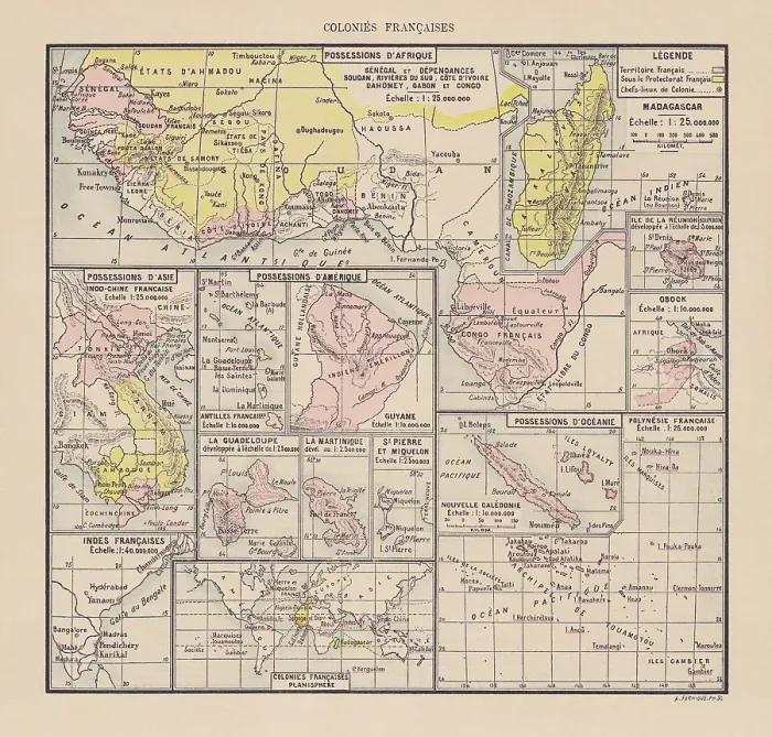 Framed Print : Former French colonies in Africa, Asia and Oceania, chromolithograph, 1898 Framed Print : Former French colonies in Africa, Asia and Oceania, chromolithograph, 1898