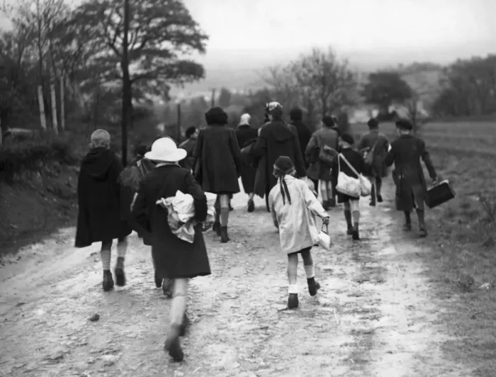 Framed Print : French Evacuees