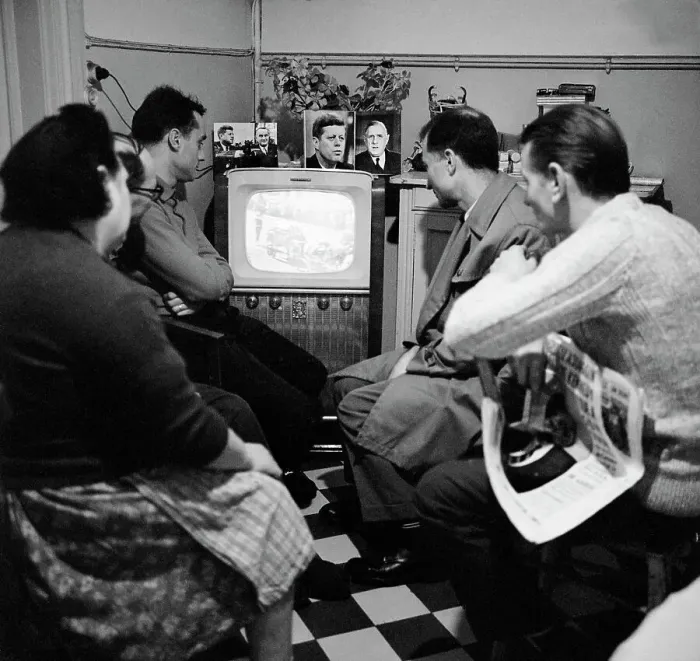 Framed Print : French Family Watching John F. Kennedy's Funeral on Television Framed Print : French Family Watching John F. Kennedy's Funeral on Television