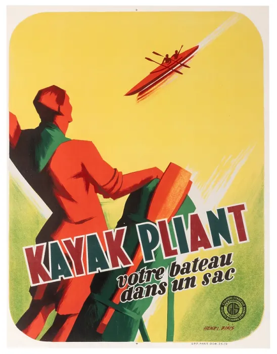 Framed Print : French Folding Kayak Poster Framed Print : French Folding Kayak Poster