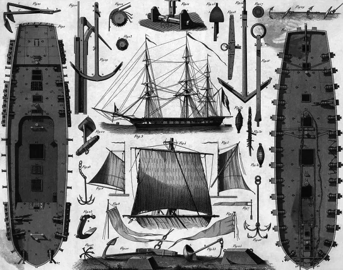 Framed Print : French Frigate; Parts Framed Print : French Frigate; Parts
