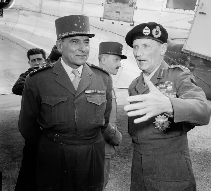 Framed Print : French General Talking to Field Marshal Bernard Montgomery