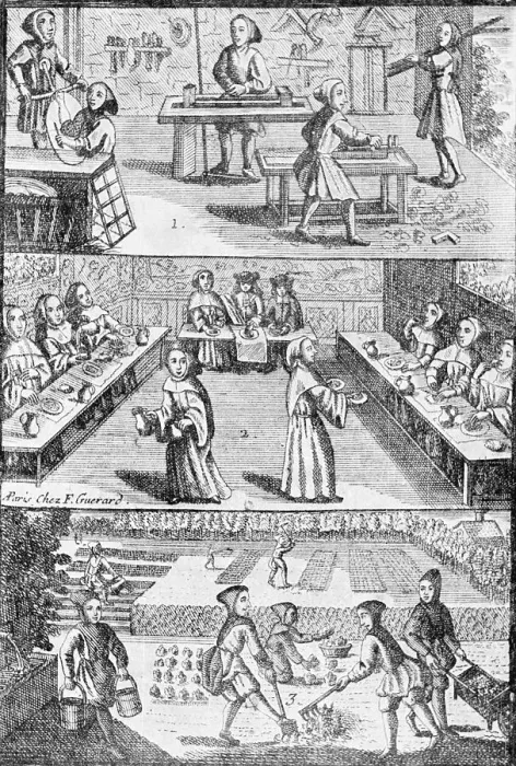 Framed Print : French Illustration of Trappist Monks at Work Framed Print : French Illustration of Trappist Monks at Work