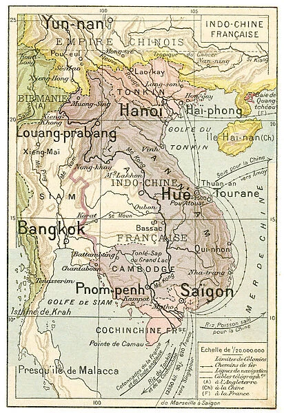 French Indo China map 1887