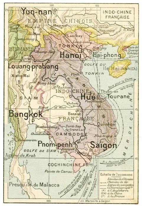 Framed Print : French Indo China map 1887 Framed Print : French Indo China map 1887