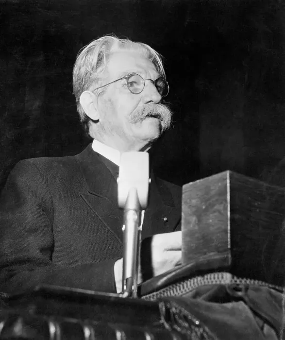 Framed Print : French Missionary Albert Schweitzer at the Podium Framed Print : French Missionary Albert Schweitzer at the Podium