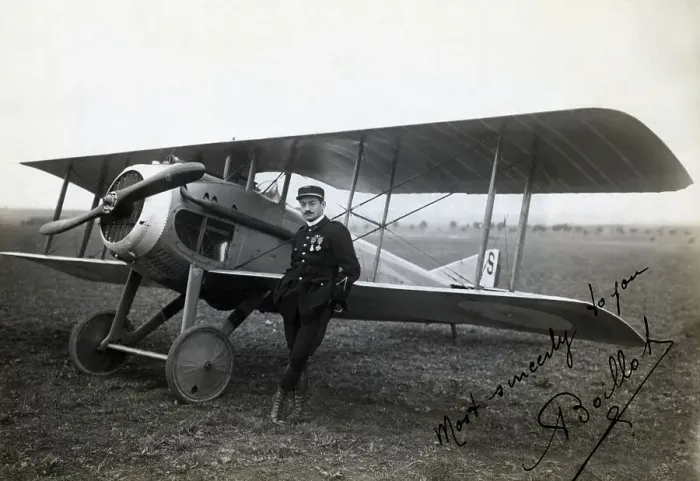 Framed Print : French Pilot Standing Beside Biplane Framed Print : French Pilot Standing Beside Biplane
