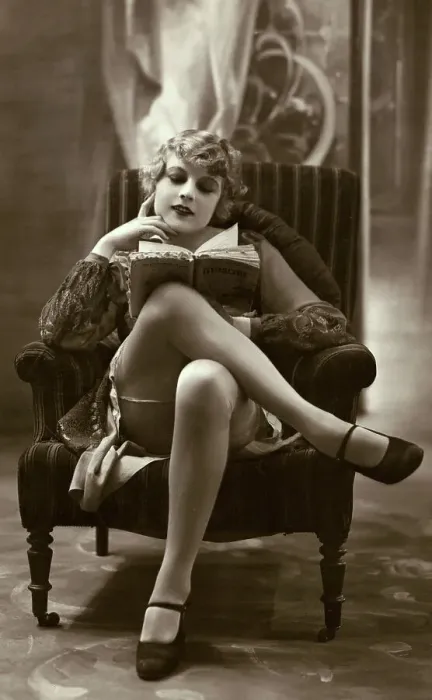 Framed Print : French Postcard of Woman Reading
