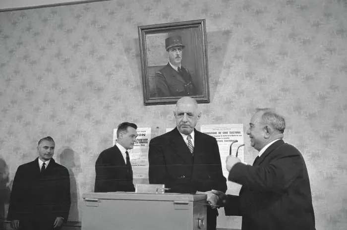Framed Print : French President Charles de Gaulle prepares to vote Framed Print : French President Charles de Gaulle prepares to vote