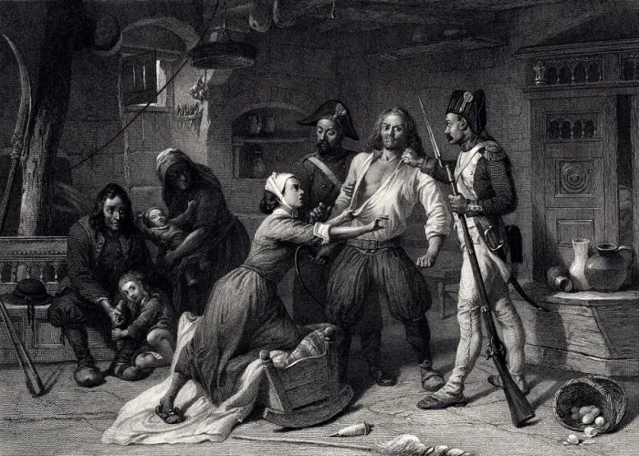 Framed Print : FRENCH REVOLUTION : Arrest of a Peasant Royalist... -XXXL with lots of details Framed Print : FRENCH REVOLUTION : Arrest of a Peasant Royalist... -XXXL with lots of details
