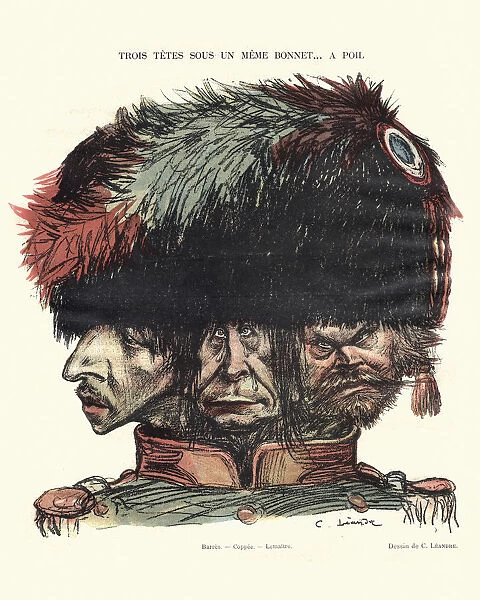 French satirical cartoon - Three heads under one hat