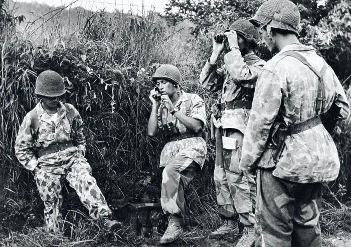 Framed Print : French Soldiers Calling Their Contacts in Field Framed Print : French Soldiers Calling Their Contacts in Field