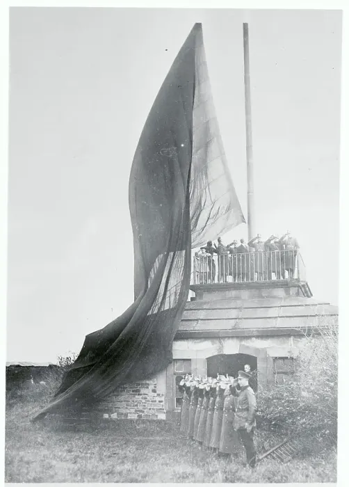Framed Print : French Troops With German Flag During Evacuation Framed Print : French Troops With German Flag During Evacuation