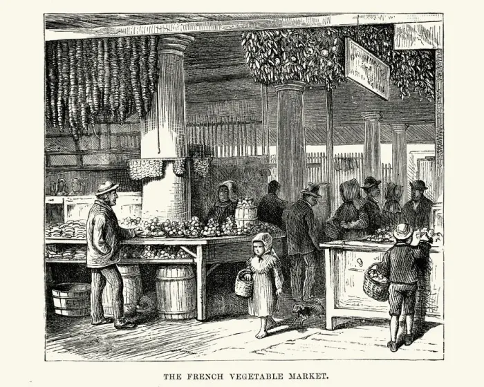 Framed Print : French Vegetable Market, New Orleans, 19th Century Framed Print : French Vegetable Market, New Orleans, 19th Century