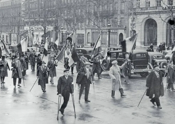 Framed Print : French War Veterans Holding a Demonstration