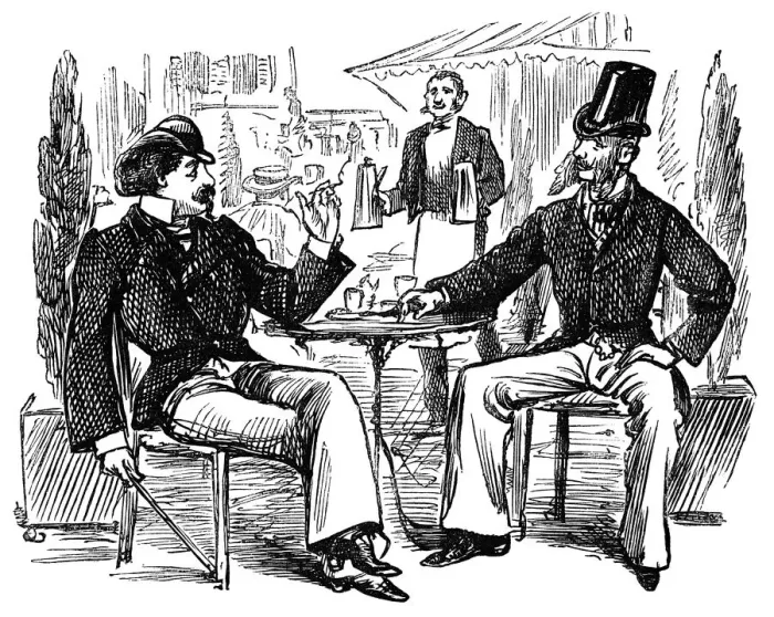 Framed Print : Frenchmen at a 19th century cafe Framed Print : Frenchmen at a 19th century cafe