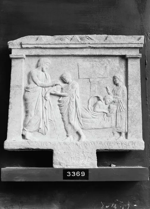 Framed Print : Fresco Aesculpius Treats An Injured Arm Framed Print : Fresco Aesculpius Treats An Injured Arm