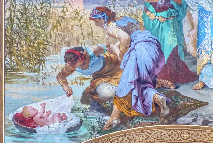 Framed Print : Fresco painting depicting the Finding of Moses, Dakovo Cathedral (Cathedral of St. Peter), Dakovo, Croatia Framed Print : Fresco painting depicting the Finding of Moses, Dakovo Cathedral (Cathedral of St. Peter), Dakovo, Croatia