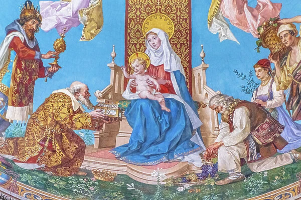 Fresco painting depicting Nativity of Jesus, Dakovo Cathedral (Cathedral of St. Peter), Dakovo, Croatia