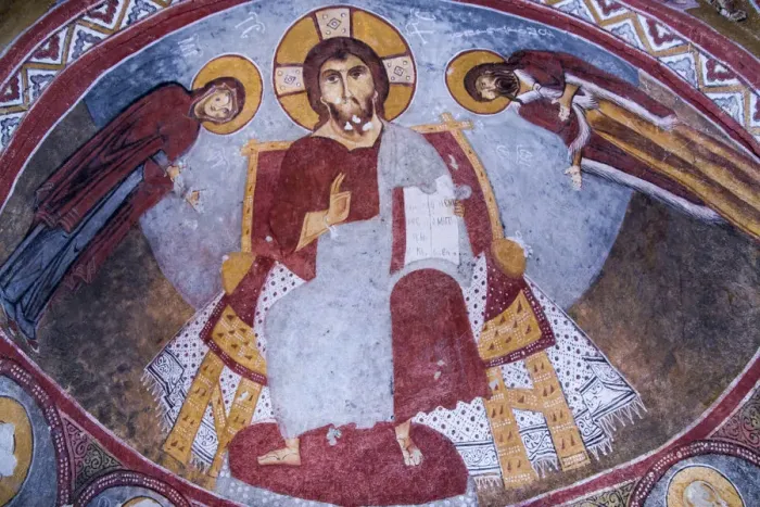 Framed Print : Frescoes on ceiling of Carikli Kilise