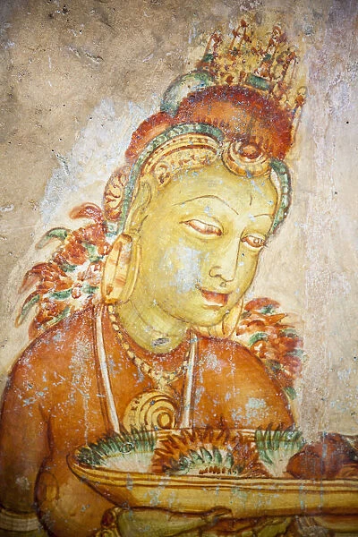 Frescoes depicting a bared chested woman